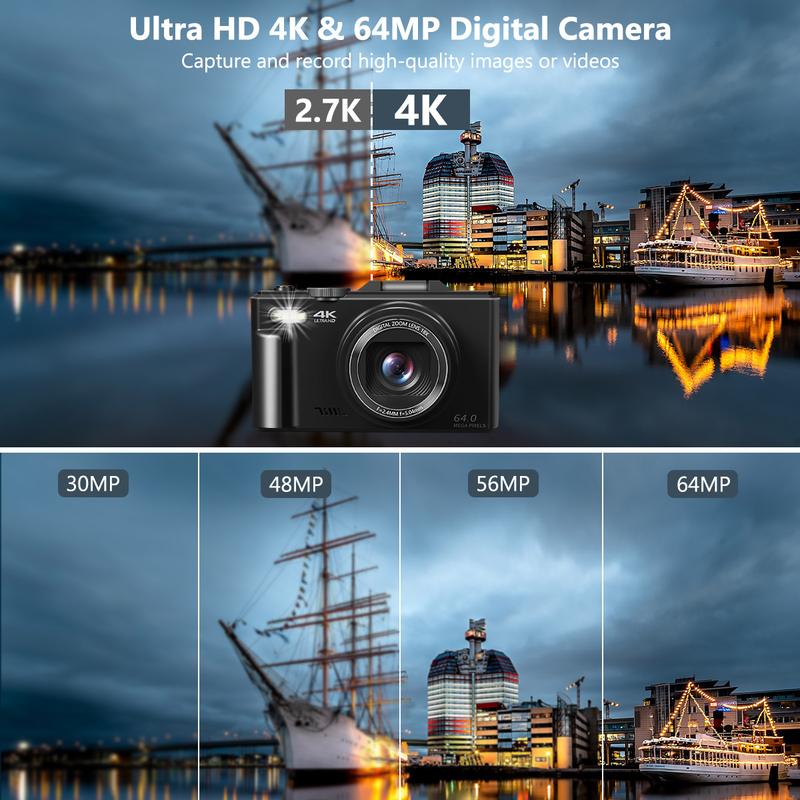 4K Digital Camera for Photography with 64MP