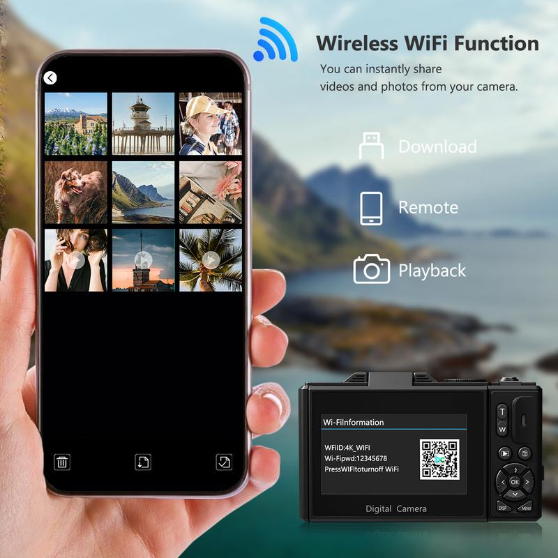 4K Digital Camera for Photography with 64MP