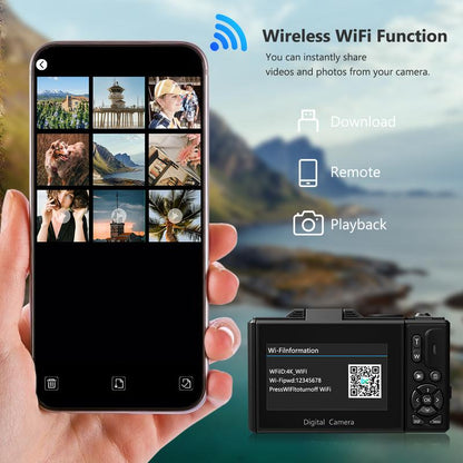 4K Digital Camera for Photography with 64MP